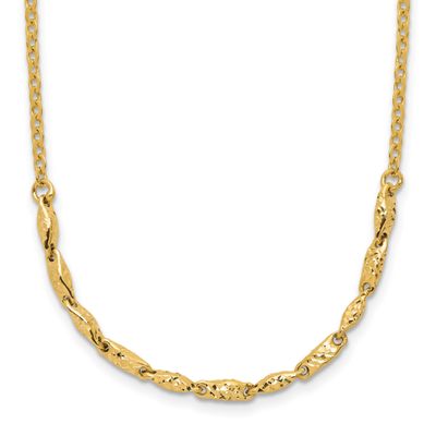 Diamond-Cut with 1 Inch Extender Necklace 14k Gold Polished LF2005-17 196904332849