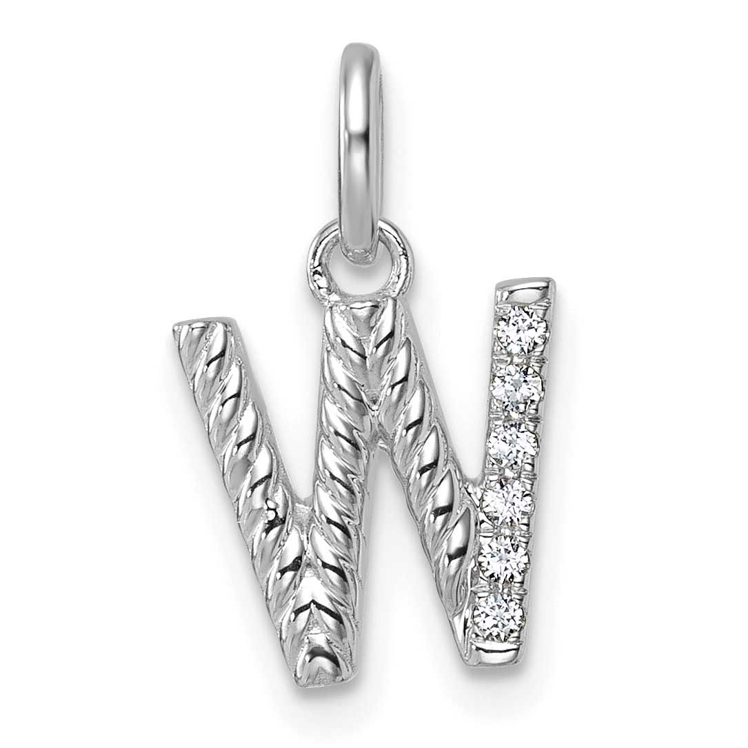 Twisted .05 Ct. Diamond Initial W Charm 14k White Gold PM10732W-WA