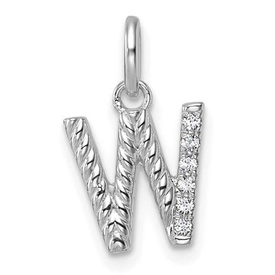 Twisted .05 Ct. Diamond Initial W Charm 14k White Gold PM10732W-WA
