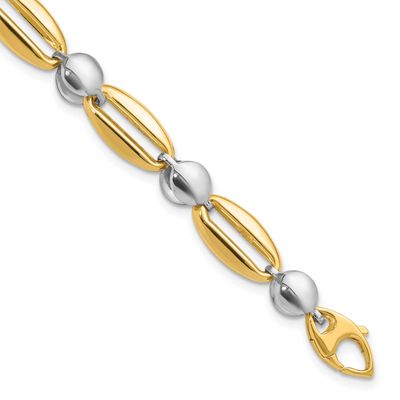 Fancy Circle Link Bracelet 14k Two-tone Gold Polished LF1887-7.5 196904328033