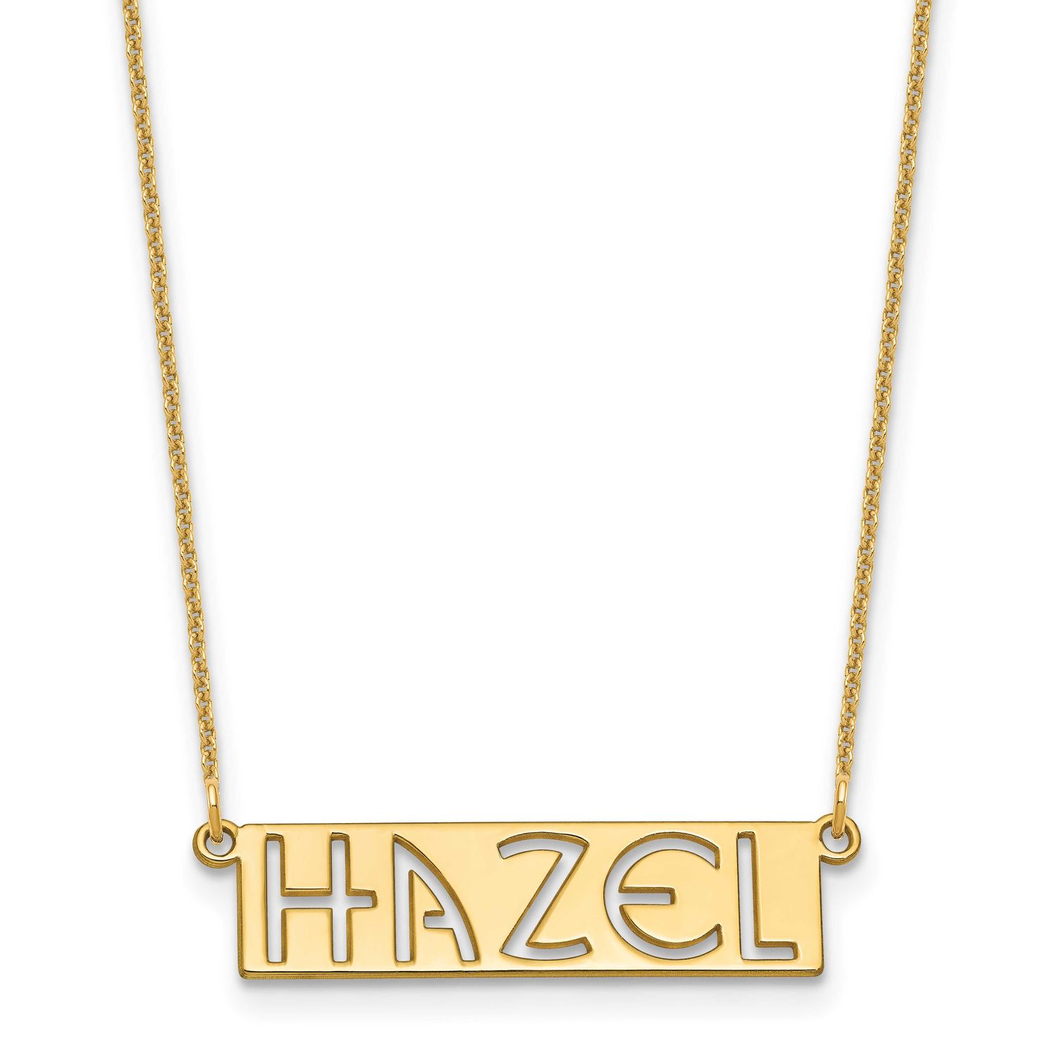 4-6 Letter Cut-Out Name Bar Necklace 14k Gold XNA1527Y