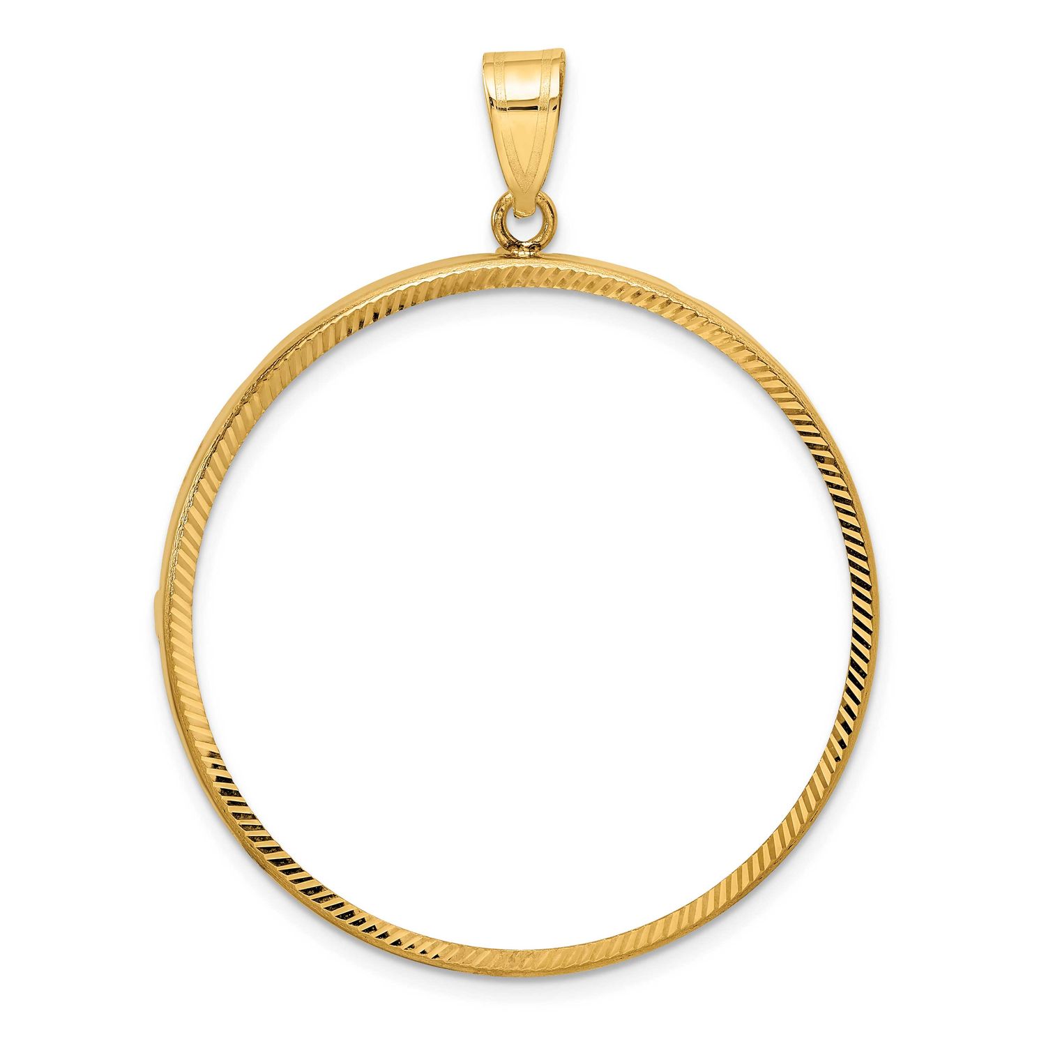 Diamond-Cut 37.0mm Prong Coin Bezel Pendant 10k Gold Polished 10C1801D/37.0