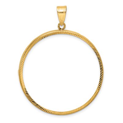 Diamond-Cut 37.0mm Prong Coin Bezel Pendant 10k Gold Polished 10C1801D/37.0