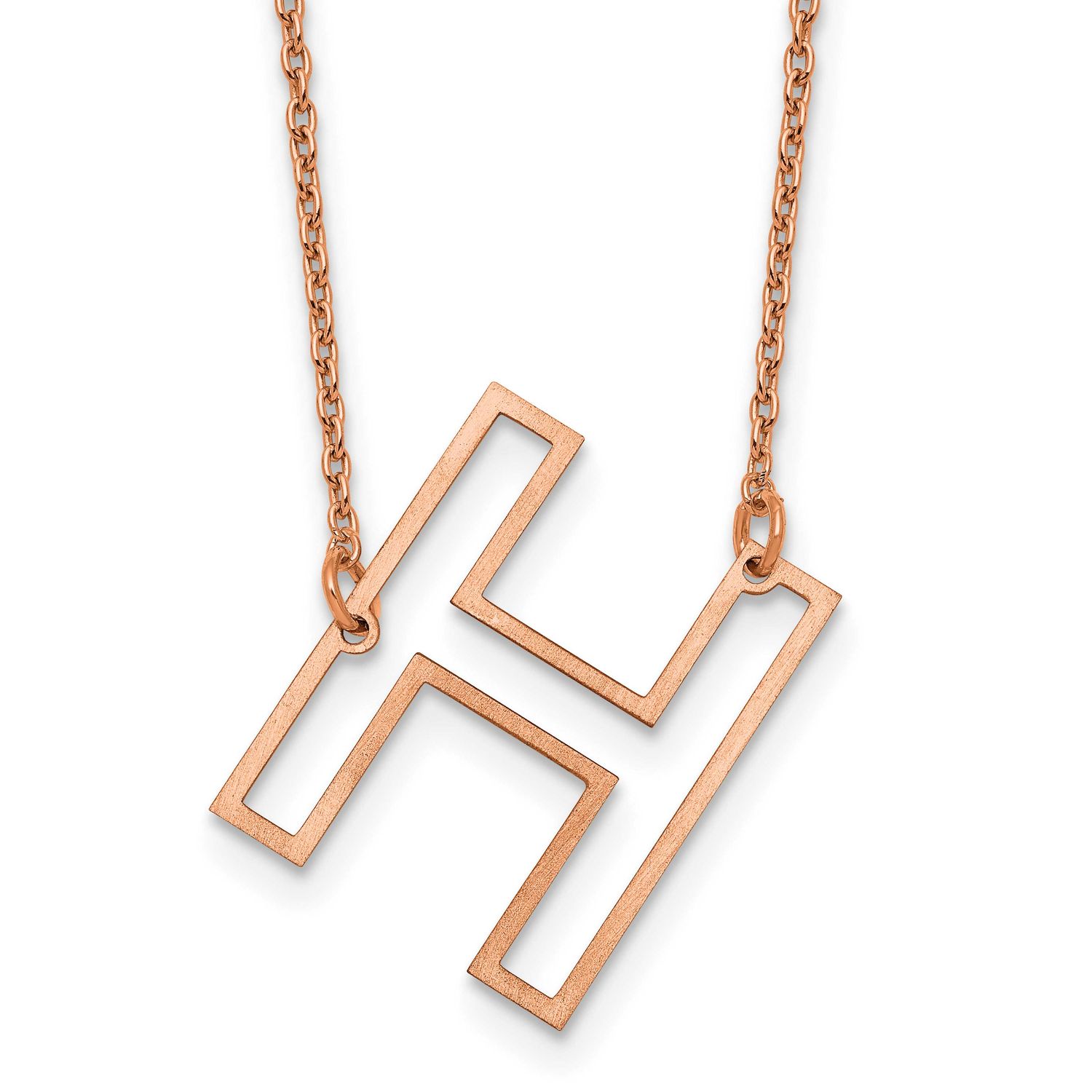 Rose Gold-Plated Sideways Cut Out Initial H Necklace Sterling Silver XNA1473RP/H