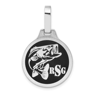 Satin and Epoxy Round Monogram Pendant Sterling Silver Rhodium-plated XNA1555SS