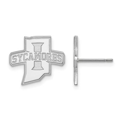 Indiana State University Sycamores Small Post Earrings 14k White Gold 4W004ISU 886774830513
