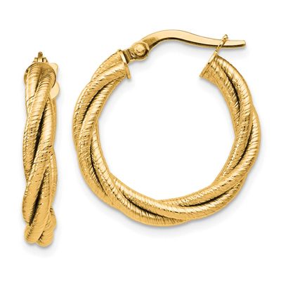 Twisted Triple Twist Hoop Earrings 14k Gold LE378Y