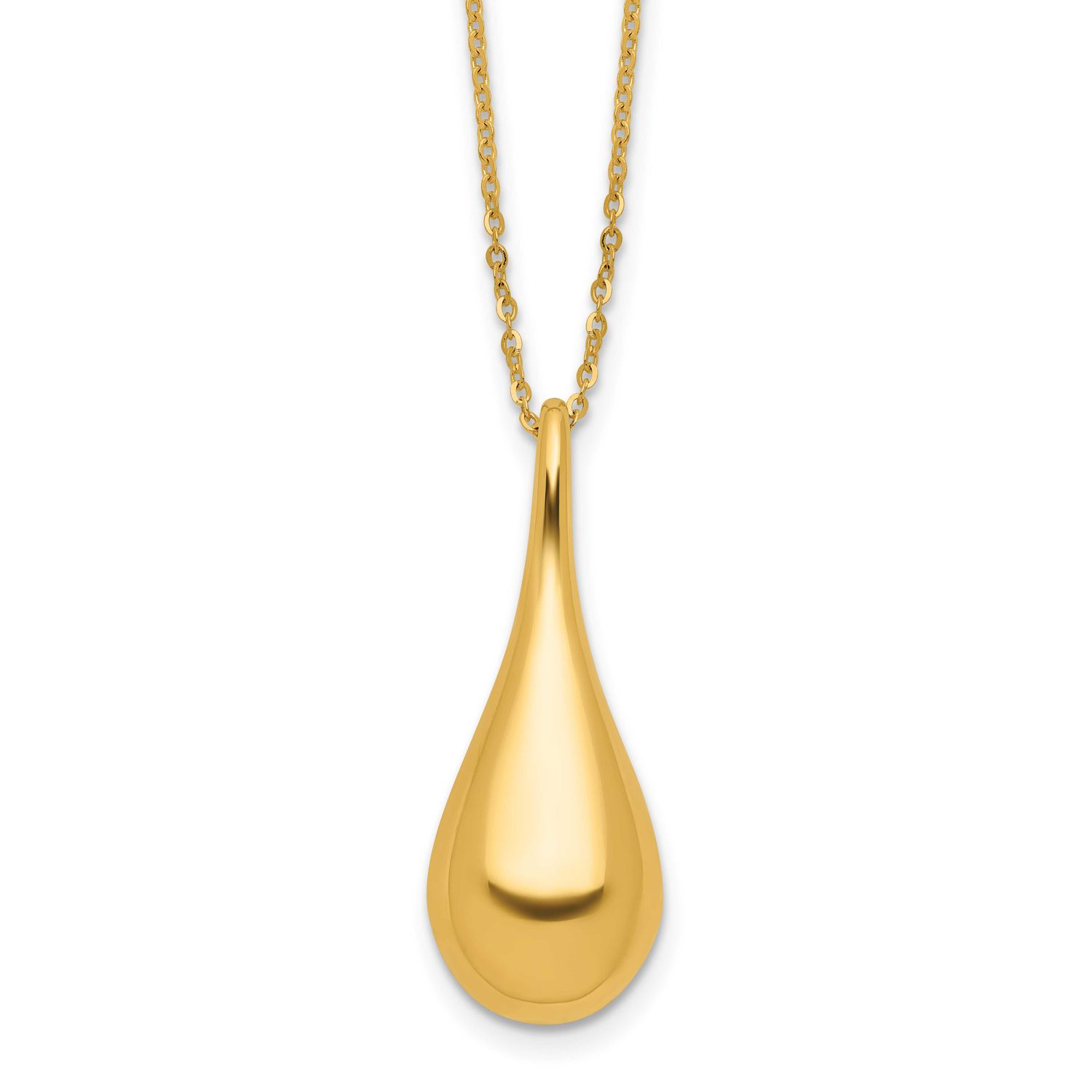 Teardrop 16 Inch with 2 Inch Extender Necklace 14k Gold Polished LF2022-16 196904336366