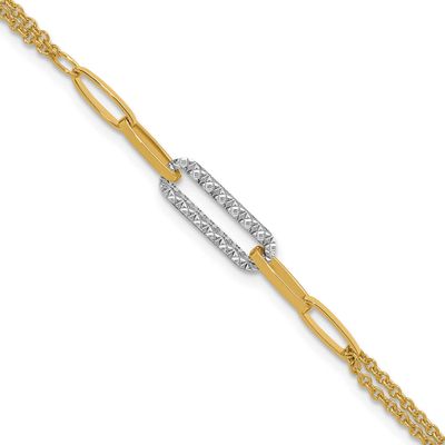 Diamond-Cut Fancy Link Bracelet 14k Two-tone Gold Polished LF1925-7 196904338339