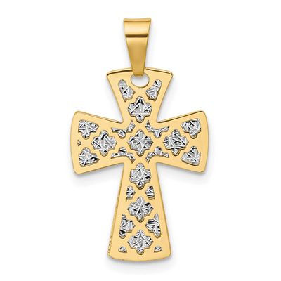 Diamond-Cut Cross Pendant 14k Two-tone Gold Polished LF2218
