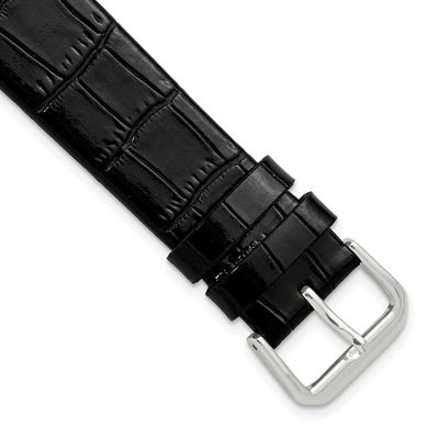 Debeer 20mm Black Flat Alligator Grain Leather with Silver-Tone Buckle 7.5 Inch Watch Band 693F-20 …