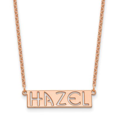 4-6 Letter Cut-Out Name Bar Necklace Sterling Silver Rose-plated XNA1527RP