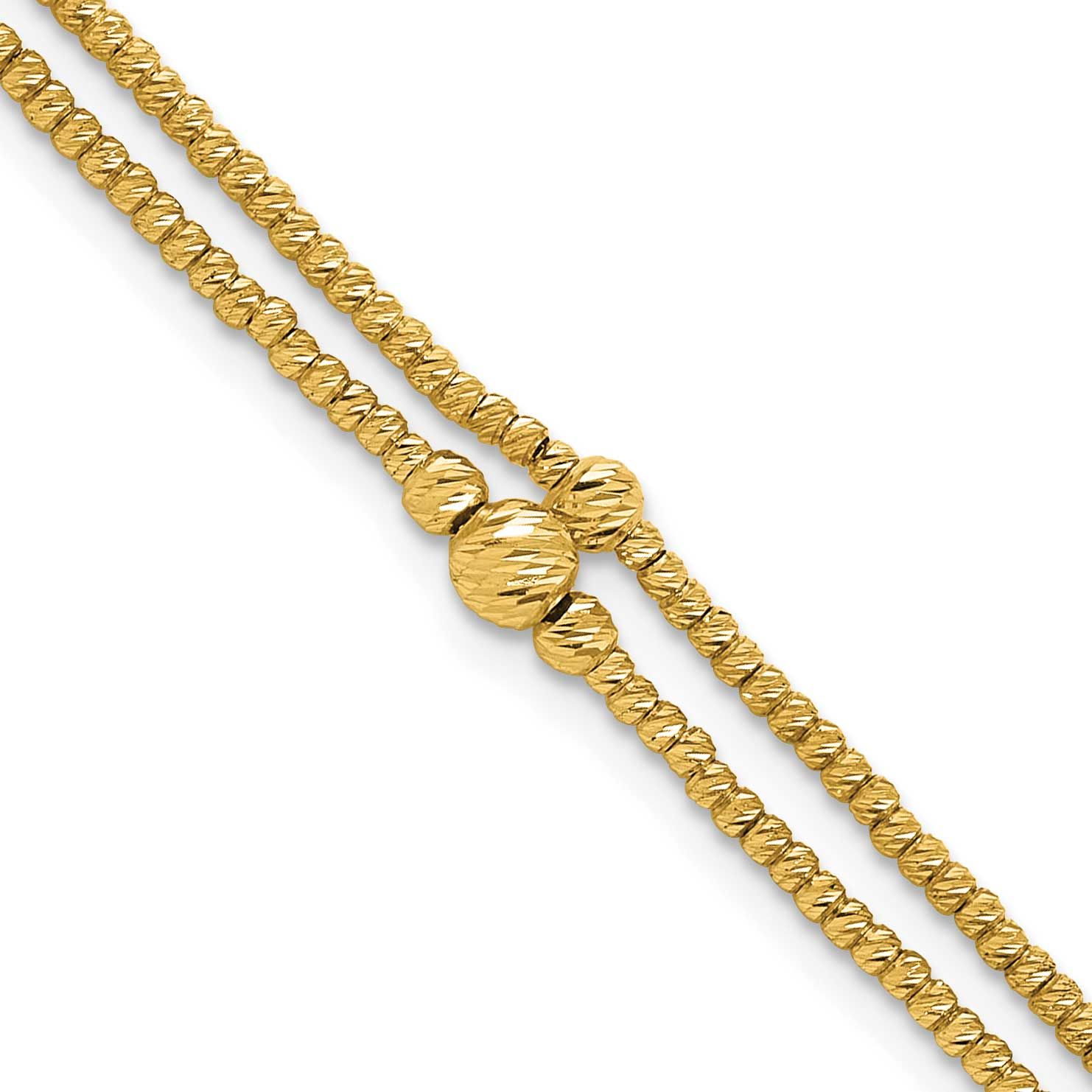 Diamond-Cut Beads 2-Strbracelet 10k Gold Polished 10LF634-7.5 196904317990