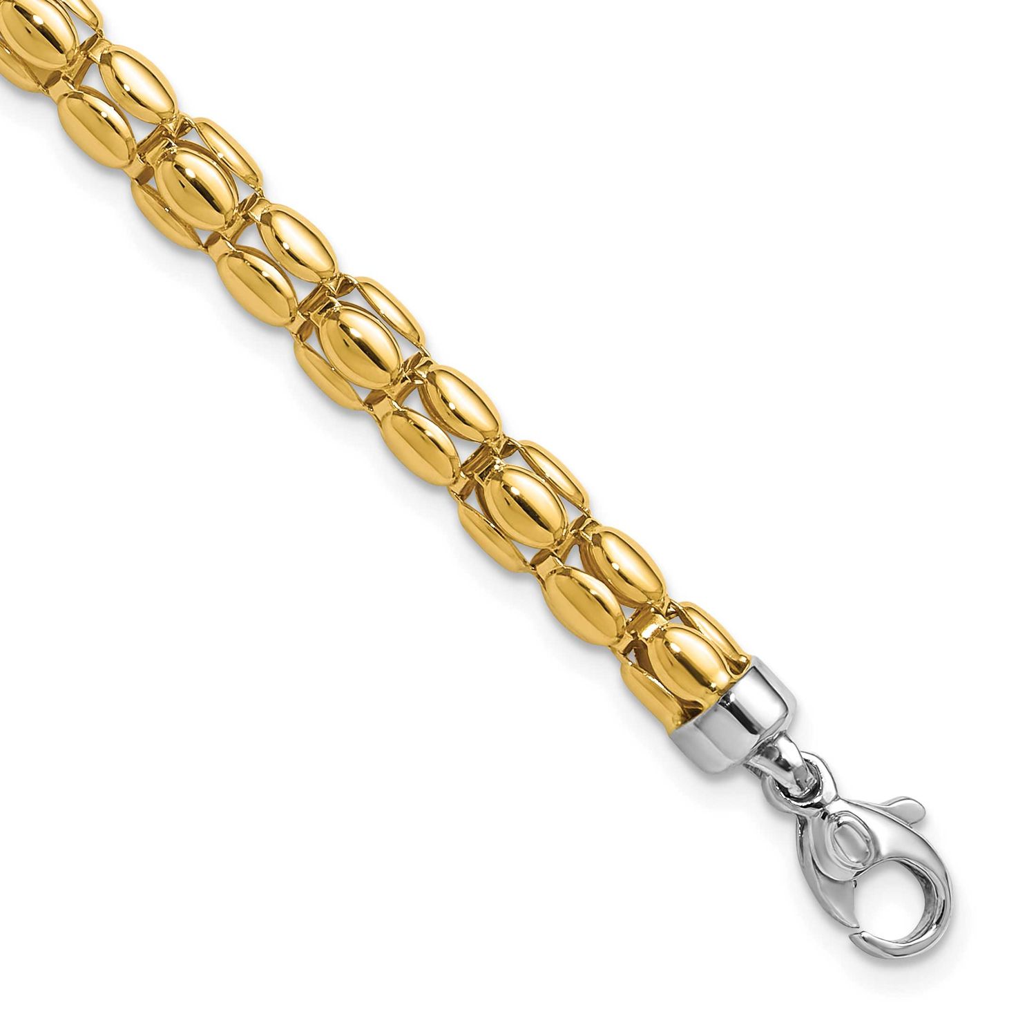 5.5mm Popcorn Link Bracelet 14k Two-tone Gold Polished LF2254-7.5 196904317600