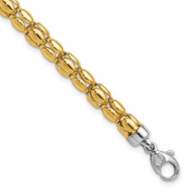 5.5mm Popcorn Link Bracelet 14k Two-tone Gold Polished LF2254-7.5 196904317600