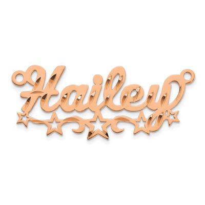 Diamond-Cut Cut-Out Stars Name Plate Sterling Silver Rose-plated XNA1533RP