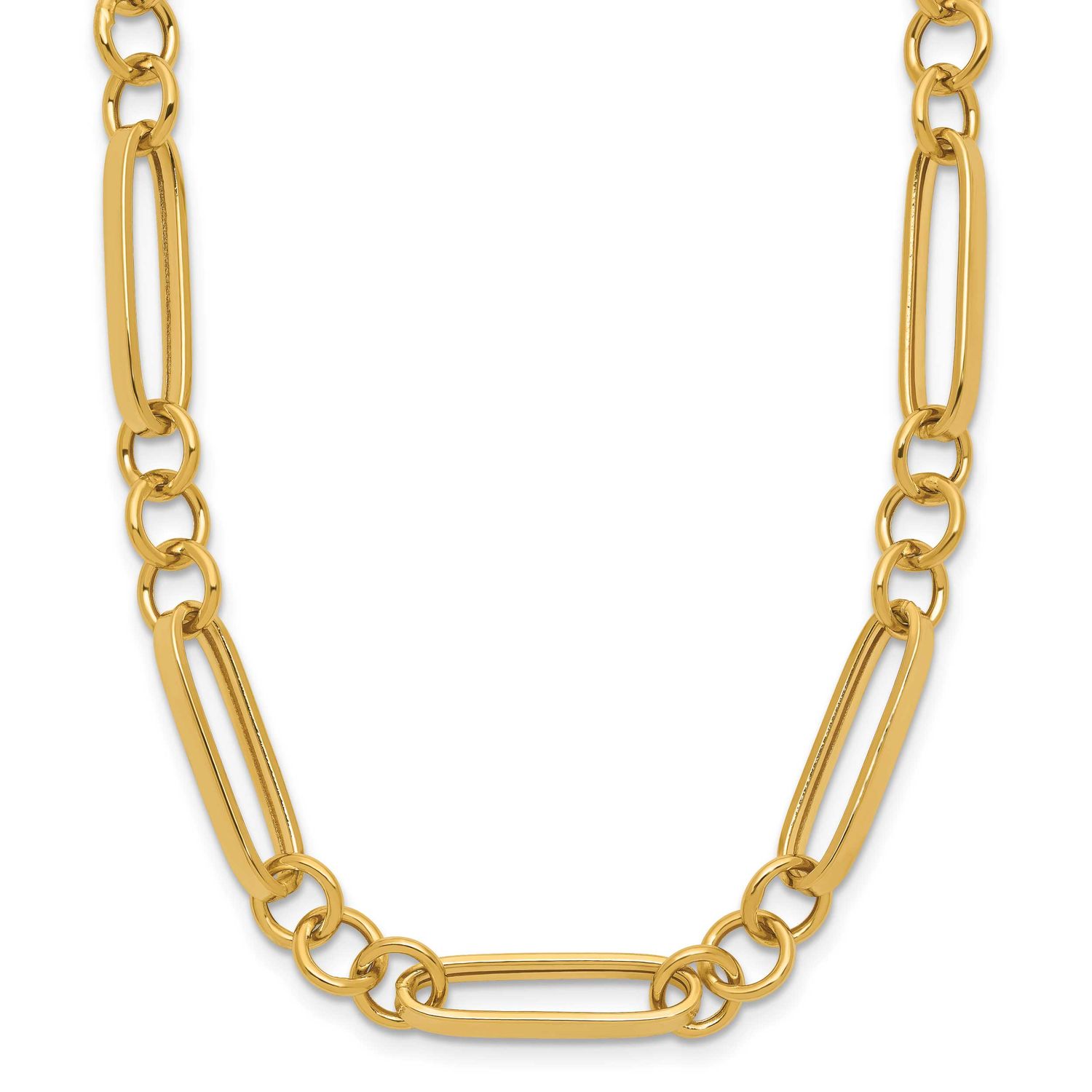Fancy Link Necklace 14k Gold Polished LF2145-18 196904316726