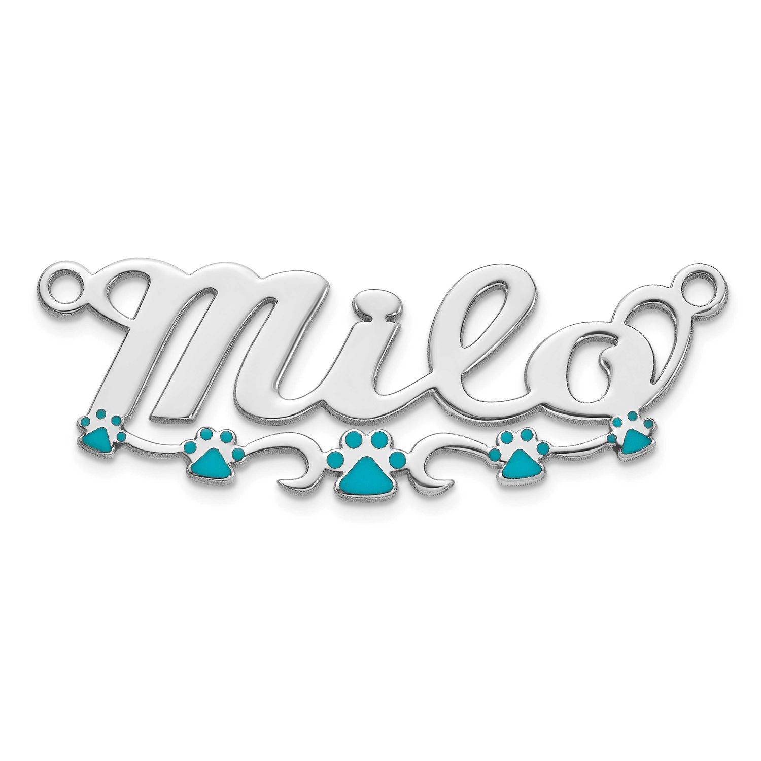 Epoxy Paw Print Name Plate Sterling Silver Rhodium-plated XNA1508SS