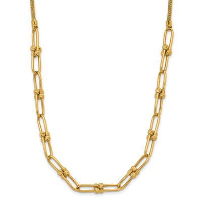 Diamond-Cut Fancy Link Necklace 14k Gold Polished LF1916-17 196904327531