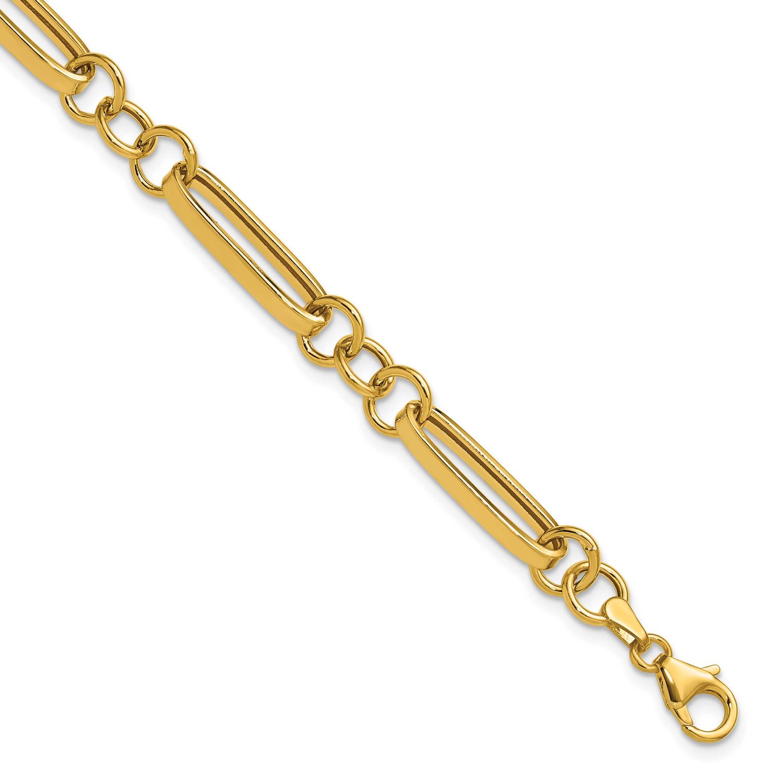Fancy Link Bracelet 14k Gold Polished LF2145-7.5 196904316719