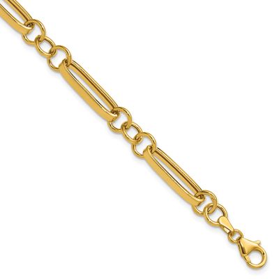Fancy Link Bracelet 14k Gold Polished LF2145-7.5 196904316719