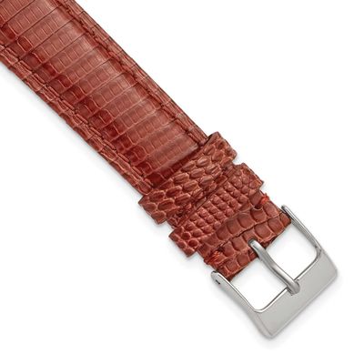 Debeer 15mm Havana Genuine Lizard Leather with Silver-Tone Buckle 7.5 Inch Watch Band 320-15