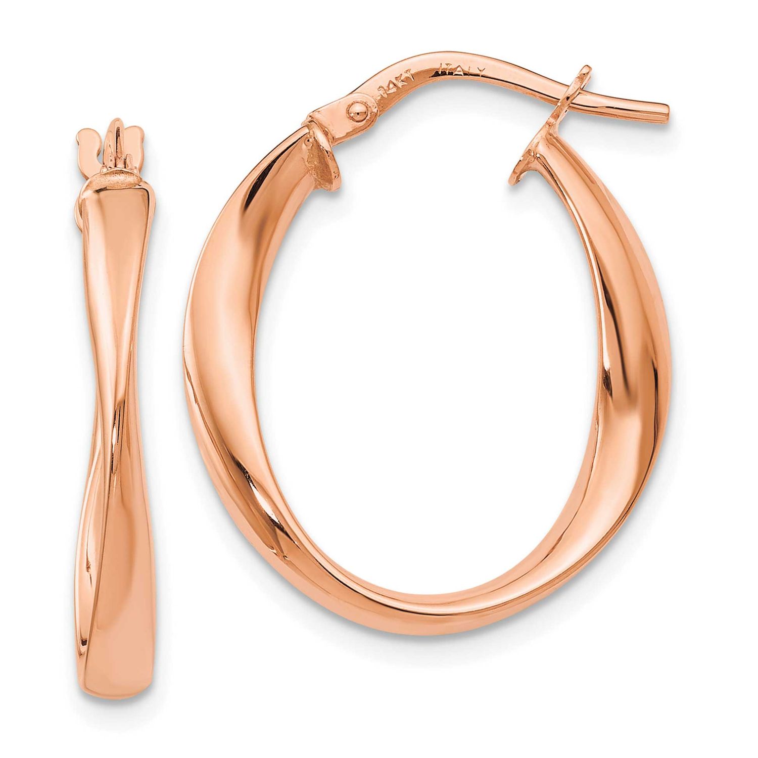 Rose Gold Plating Polished Hoop Earrings 14k Gold LE1214R 196904345047