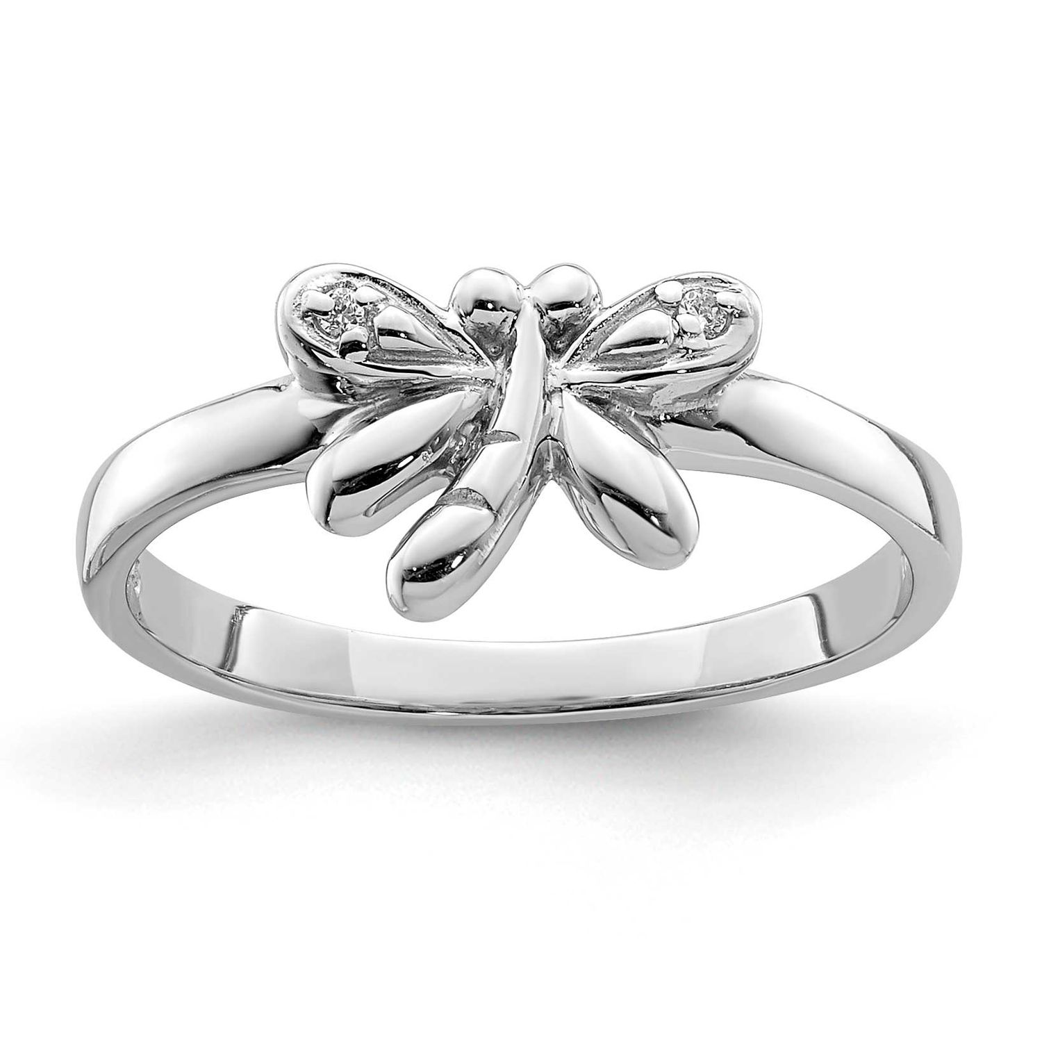 Polished CZ Dragonfly Children&#39;s Ring Sterling Silver Rhodium-plated QR6808-4 883957919614
