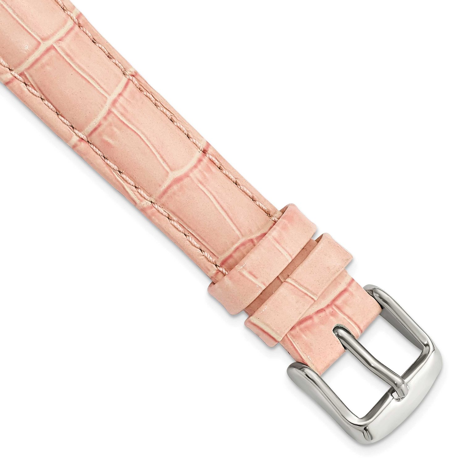 Debeer 16mm Pink Crocodile Grain Chronograph Leather with Silver-Tone Buckle 7.5 Inch Watch Band BA…