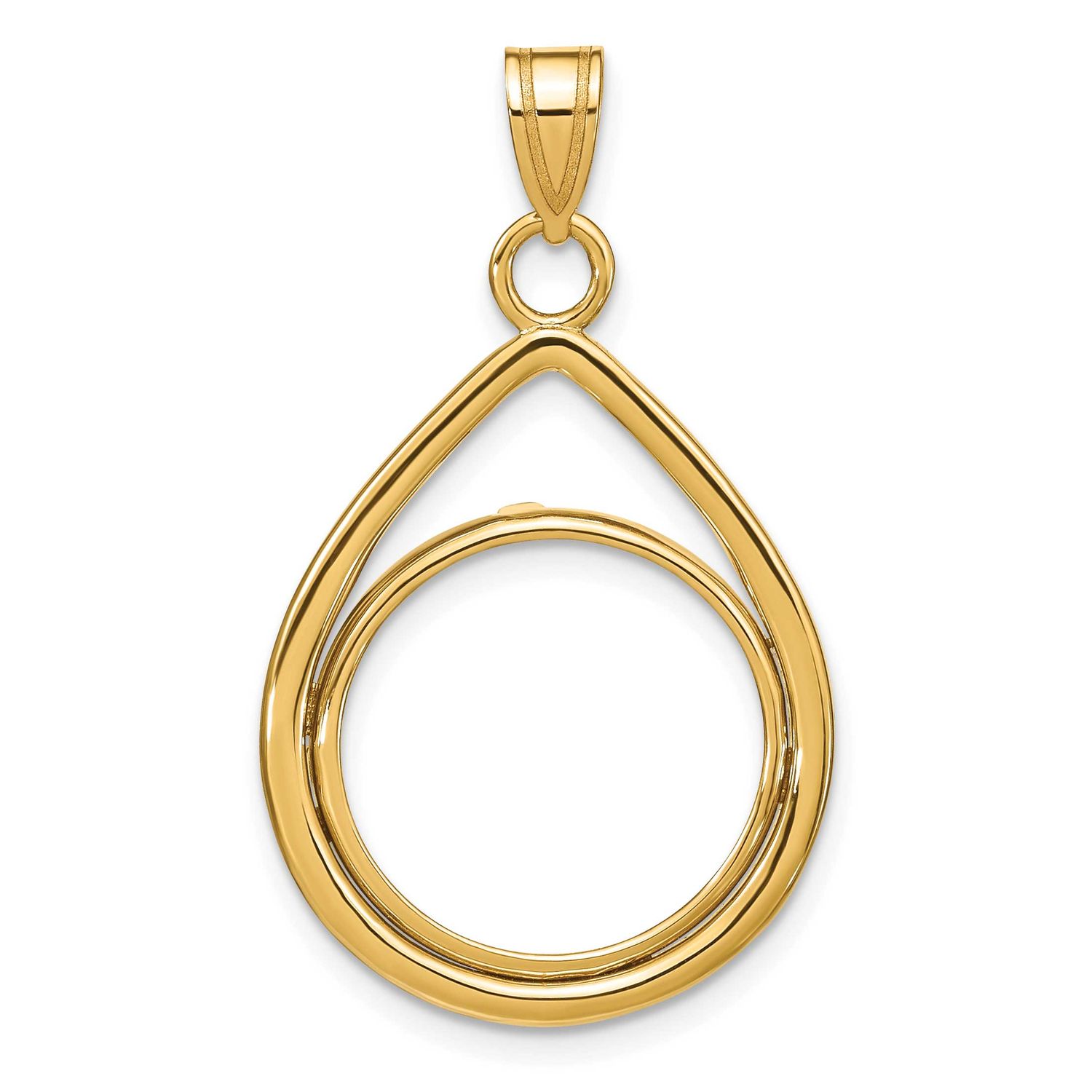 Lightweight Teardrop 16.5mm Prong Coin Bezel Pendant 10k Gold Polished 10C8191/16.5