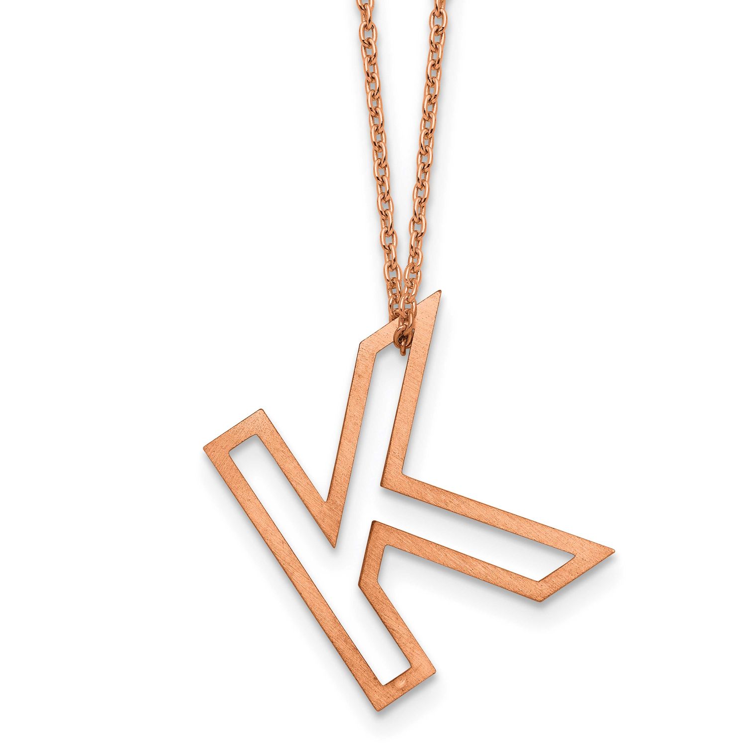 Rose Gold-Plated Cut Out Slide Initial K Necklace Sterling Silver XNA1474RP/K