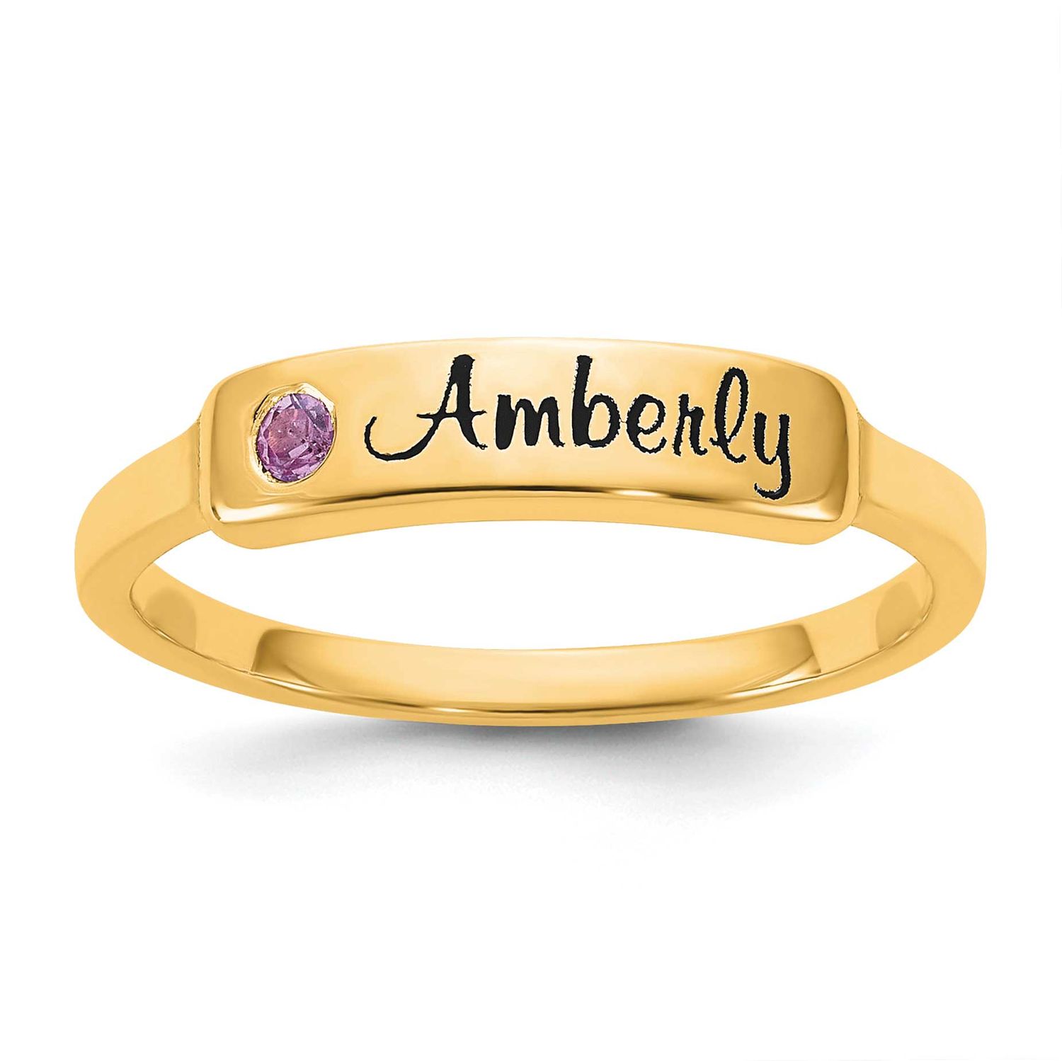 Name and Genuine Stone Ring 10k Gold 10XNR130Y