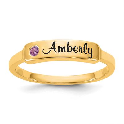 Name and Genuine Stone Ring 10k Gold 10XNR130Y