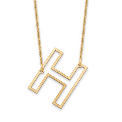 Sideways Cut Out Initial H Necklace 10k Gold 10XNA1473Y/H