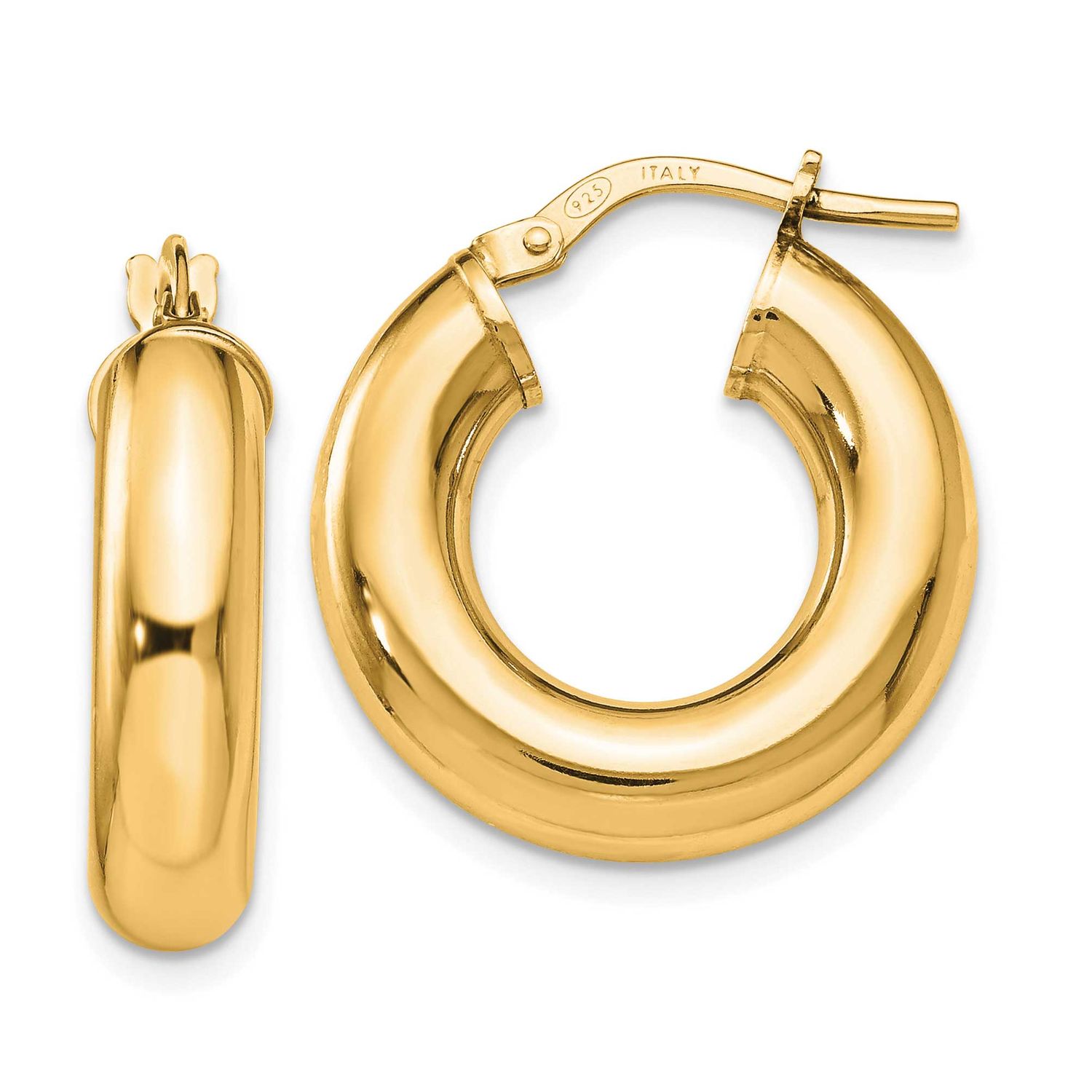 Gold-Tone Polished Hoop Earrings Sterling Silver QLE977Y