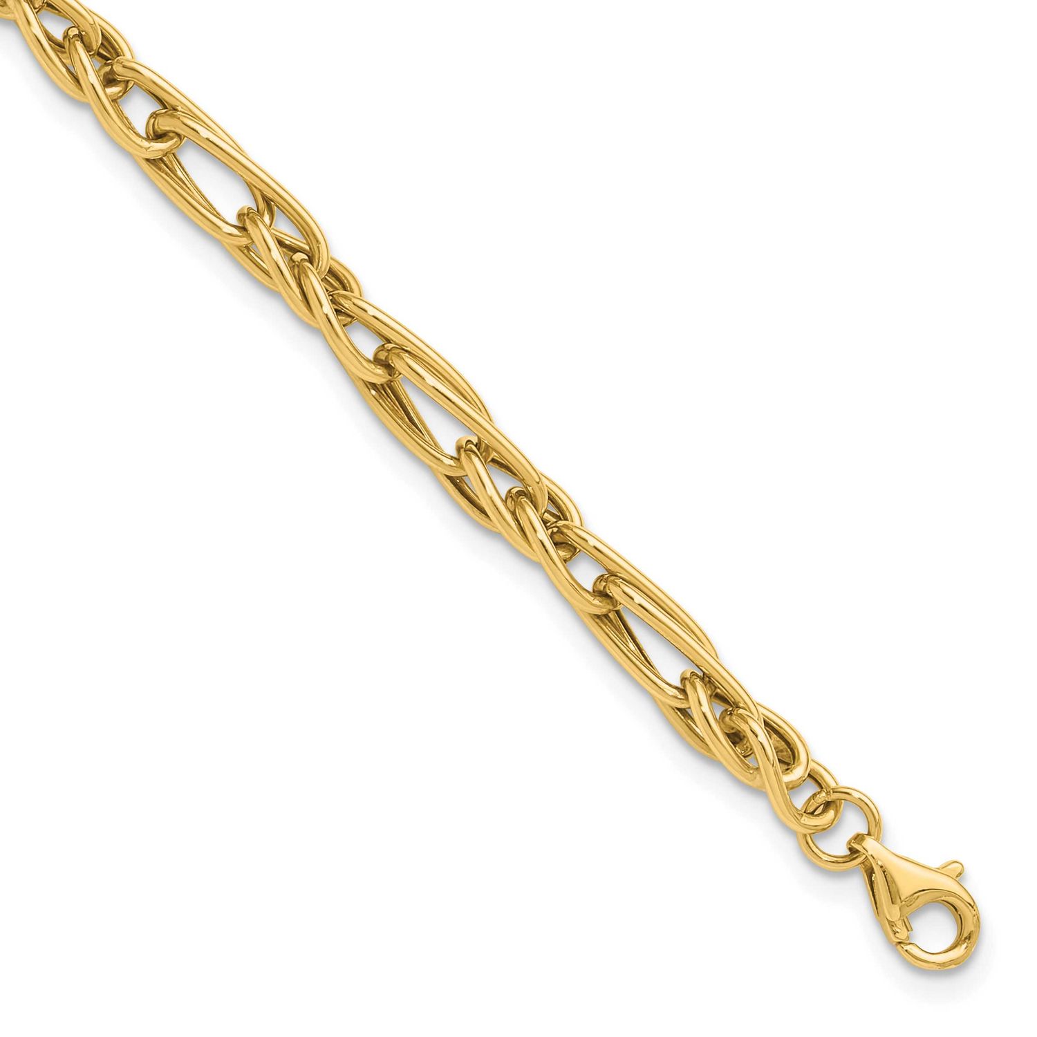 Fancy Link with 1 Inch Extender Bracelet 10k Gold Polished 10LF621-7.5 196904341797