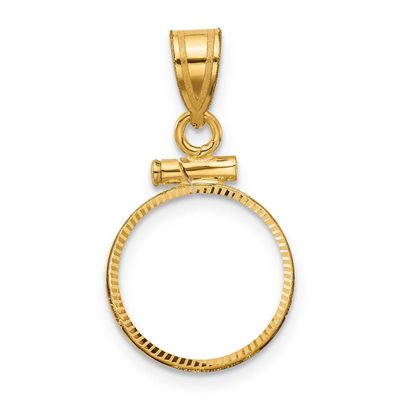 Diamond-Cut 13.0mm x 1.1mm Screw Top Coin Bezel Pendant 10k Gold Polished 10C1885D/13.0