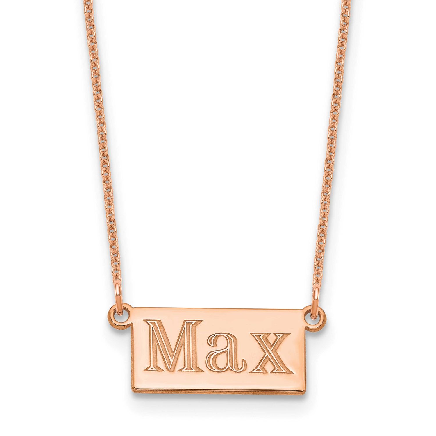 1-3 Letter Name Bar Necklace 14k Rose Gold XNA1520R