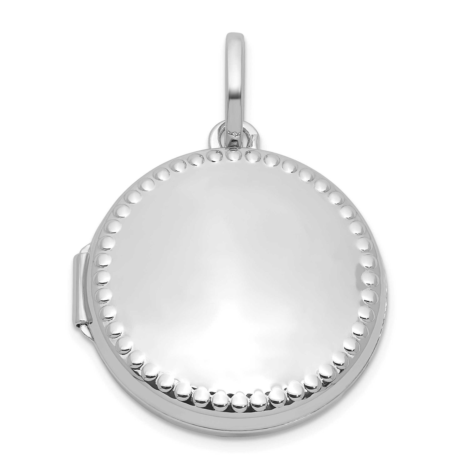 Polished with Border 20mm Round Locket Sterling Silver Rhodium-plated QLS1250