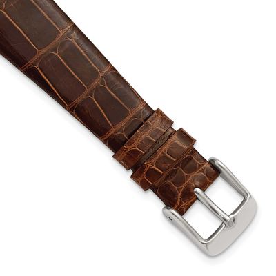 Debeer 18mm Brown Flat Genuine Louisiana Alligator Leather with Silver-Tone Buckle 7.5 Inch Watch B…