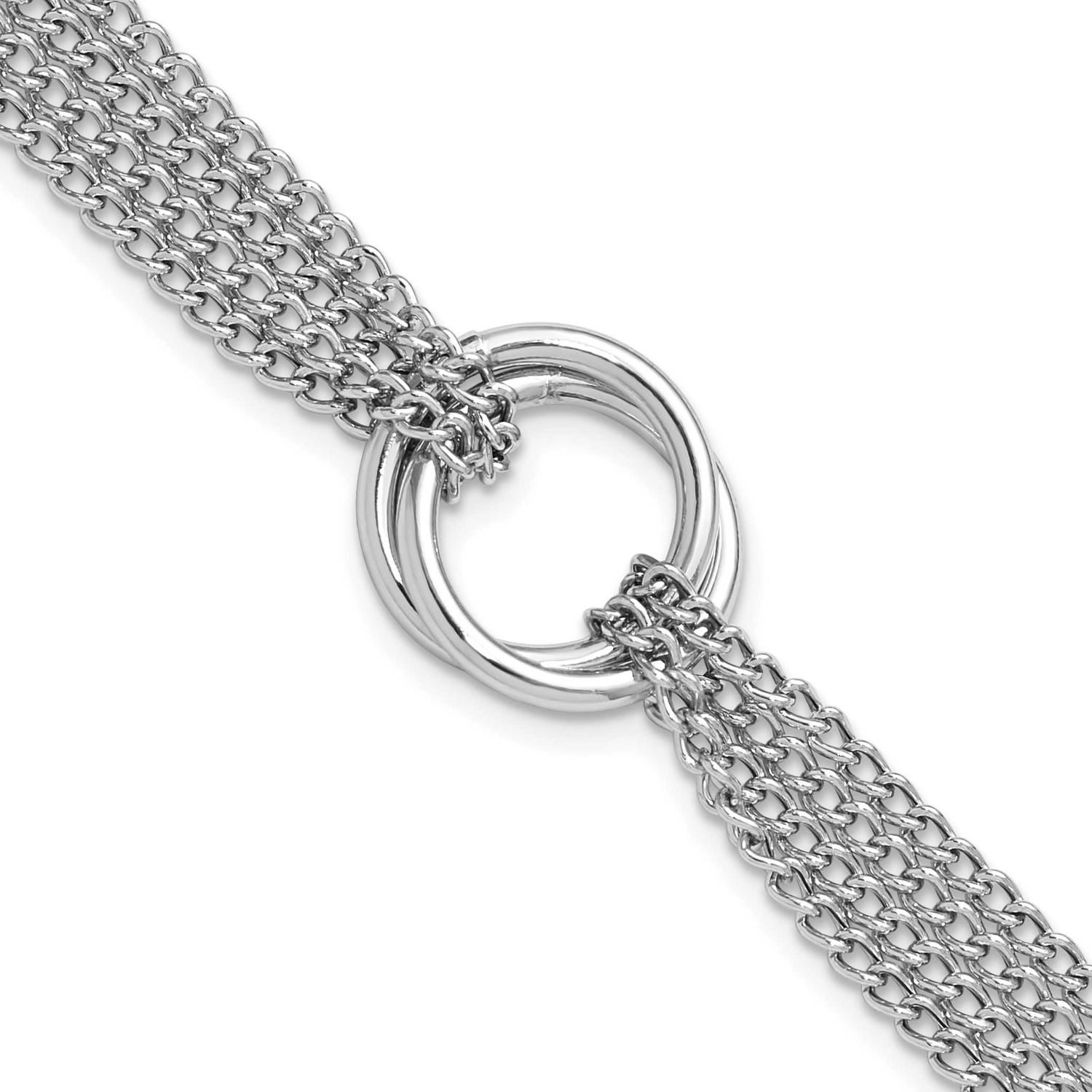 Multi-Strand Circles with 1 Inch Extender Bracele Sterling Silver Rhodium-plated QLF1367-7 19690434…