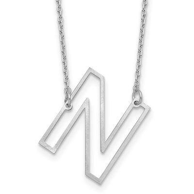 Sideways Cut Out Initial N Necklace 10k White Gold 10XNA1473W/N