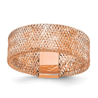 Rose Gold Plating Polished Textured Stretch Ring 14k Gold LR105R 196904318300