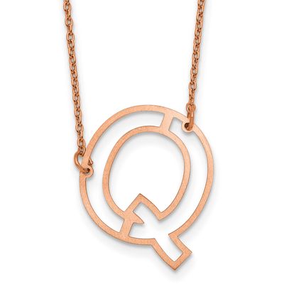 Rose Gold-Plated Sideways Cut Out Initial Q Necklace Sterling Silver XNA1473RP/Q
