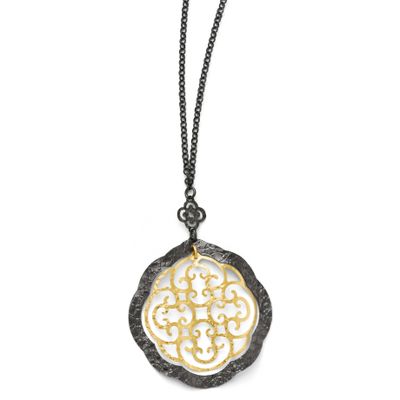 Sterling Silver/Ruthenium/Gold-Tone Flash Necklace 14k Gold QLF149-18 886774987606
