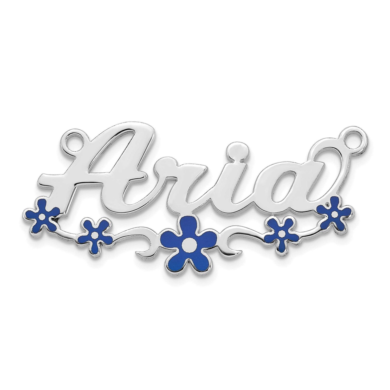 Epoxy Flower Name Plate 10k White Gold 10XNA1493W