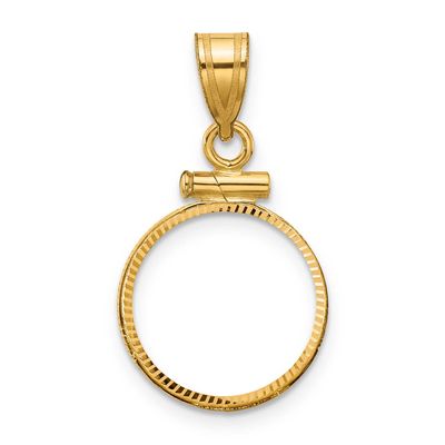 Diamond-Cut 14.0mm x 1.1mm Screw Top Coin Bezel Pendant 10k Gold Polished 10C1885D/14.0