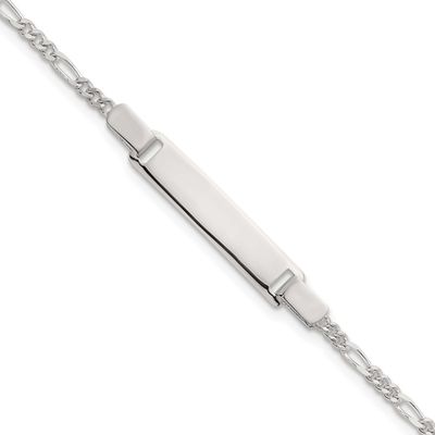 Figaro Link Children&#39;s 6 Inch ID Bracelet Sterling Silver Polished QG7250-6