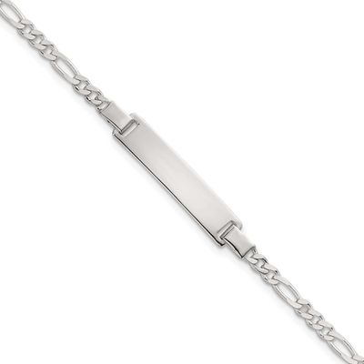 Figaro Link Children&#39;s 6 Inch ID Bracelet Sterling Silver Polished QG7249-6