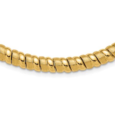 Fancy 8.0mm Necklace 14k Gold Polished and Brushed LF2255-17 196904317297